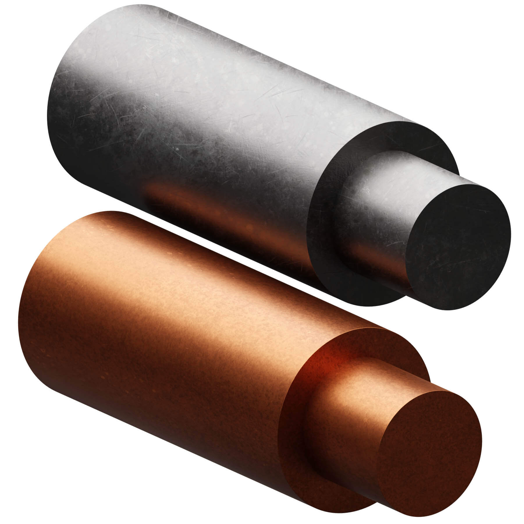 A visual representation of two varieties of copper and silver, emphasizing their contrasting appearances and qualities on the white background