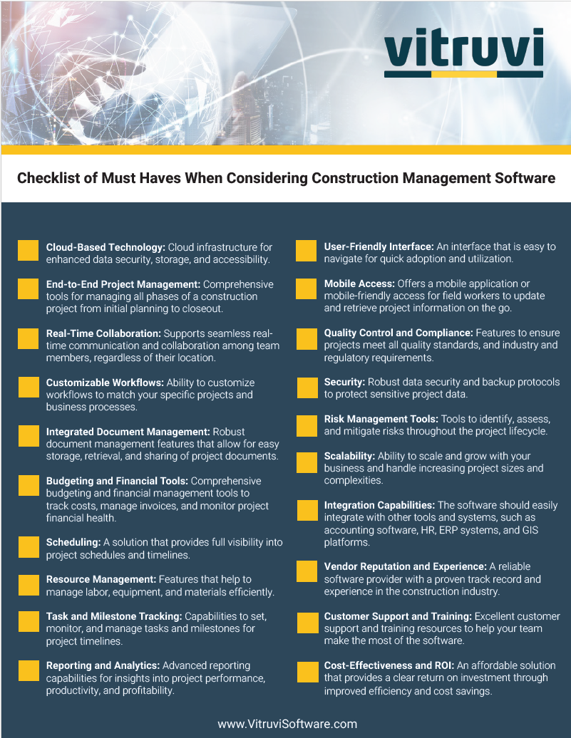 Checklist of Must Haves When Considering Construction Management Software