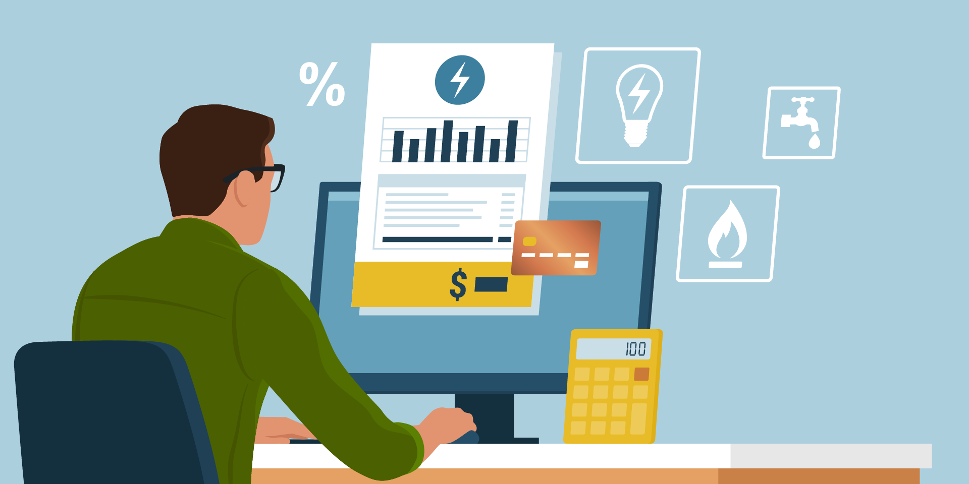 A header image for a blog about the estimated average utility bill in every state.